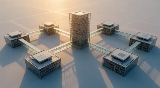 Représentation architecturale d'un cocon sémantique avec interconnexions de pages web