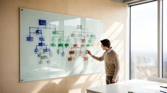 Représentation visuelle d'une architecture en silos pour le SEO avec structure pyramidale et flux de liens