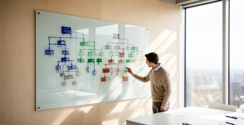 Représentation visuelle d'une architecture en silos pour le SEO avec structure pyramidale et flux de liens