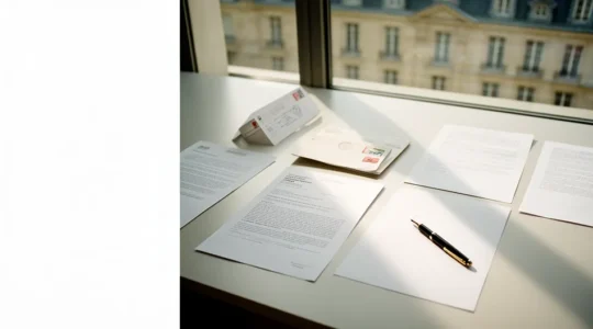 Bureau administratif avec documents de demande de dérogation et éléments de correspondance officielle