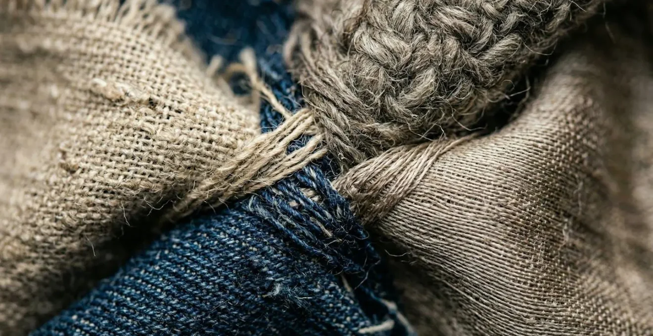 Vue macro détaillée de textures culturelles entrelacées