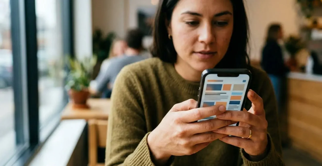 Comparaison visuelle de la lisibilité d'un texte structuré versus un mur de texte sur smartphone